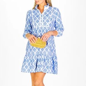 Duffield Lane KATIE DRESS IN BLUEBELL TRELLIS Sz XS